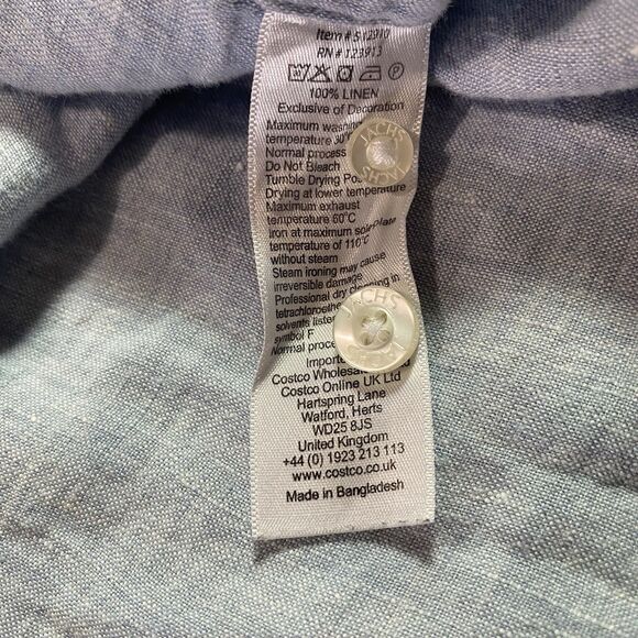 JACHS 100% Linen Shirt Button Front Long Sleeve Blouse Womens XL Light Blue - Picture 9 of 9